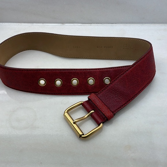 Red Leather Miu Miu Belt - Picture 7 of 7